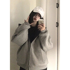 抖音得物高品质二开26春装美式重磅宽松结构双面连帽卫衣外套W68，女装短外套，电商A486