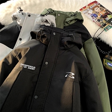 地毯新款字母印花时尚休闲拼色连帽棉服A247-MY85607特批95控158，男装棉衣，电商A247
