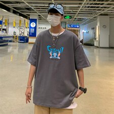 2023夏季新款 港风外景 宽松大码圆领卡通印花半袖T恤 T23-P28图片