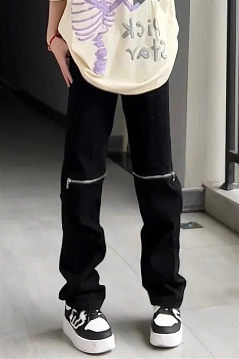 美式破洞牛仔裤男潮高街春季膝盖一字拉链牛仔裤KZ26G942--TP40,男装牛仔裤,电商A247C