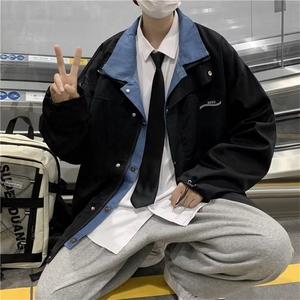 假两件夹克男士韩版潮流帅气ins港风春秋外套网红炸街原宿慵懒风图片