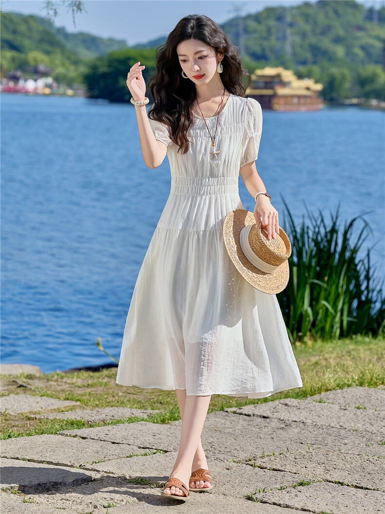 2026年夏季休闲/淑女女士收腰裙,女装连衣裙,衣布洛