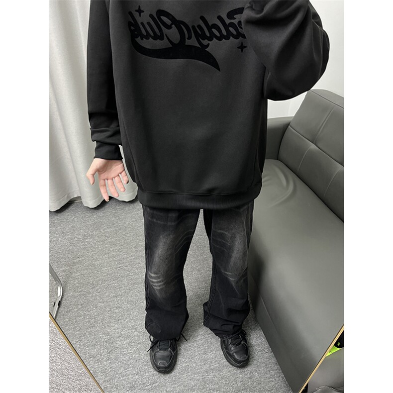 B221美式ins高街暗黑光版修身微喇牛仔裤LK23137-P55控78,男装牛仔裤,电商B221