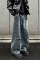 2025秋季新款外景美式拼接弯刀牛仔裤M-5XLGK25990-特P45，男装牛仔裤，电商A022