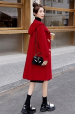 年货大红色喜庆双面羊毛大衣。2023年冬季新款女装，女装双面呢大衣，关键词