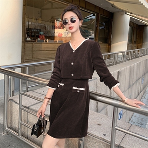 《现货新品》木耳花边假两件拼接修身显瘦两件套套裙图片