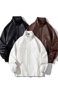 白底鳄鱼纹前胸钢印印花袖中钢印印花大码M-5XL夹克男JK77749P95图片