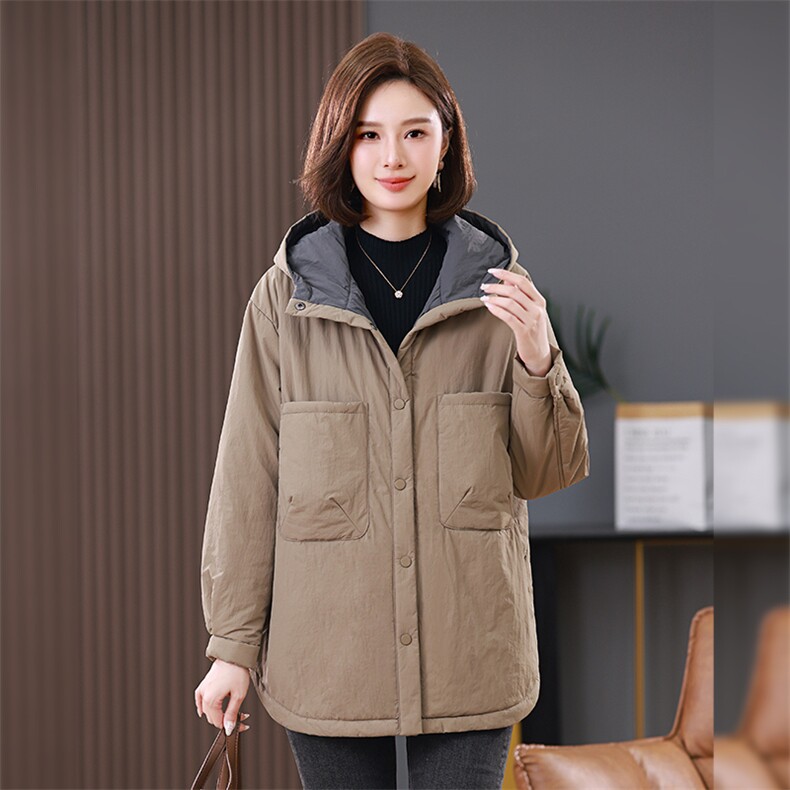 时尚宽松连帽韩版加厚棉衣女冬季新款保暖外套，女装棉衣/棉服，叶笙衣