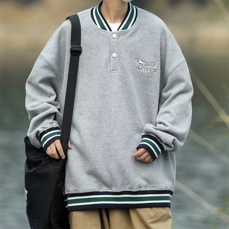 学院风撞色拼接棒球服外套男女春秋宽松百搭显瘦套头卫衣Q16/P42,女装短外套,星座506