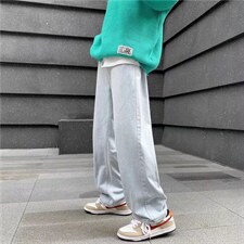 牛仔裤男秋冬加绒直筒宽松阔腿休闲长裤N264P38加绒45图片
