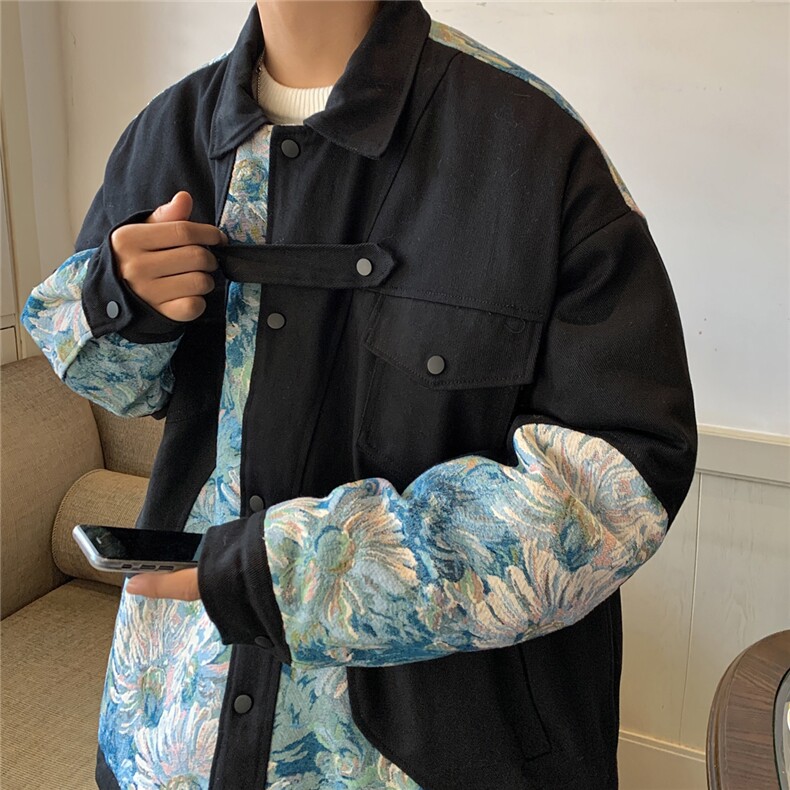 1港风刺绣拼接棉衣男夹克棉服男外套男8706P115控158，男装夹克，星座226-2