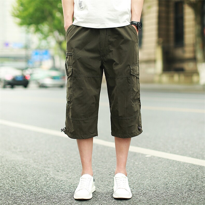 M-7XL夏装新款工装裤薄款宽松男式多口袋七分裤加肥加大码8802P55,男装休闲裤,星座802