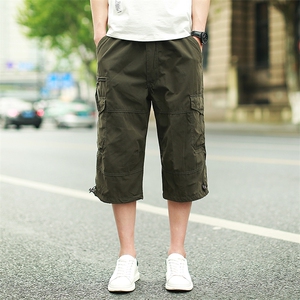 M-7XL夏装新款工装裤薄款宽松男式多口袋七分裤加肥加大码8802P55图片