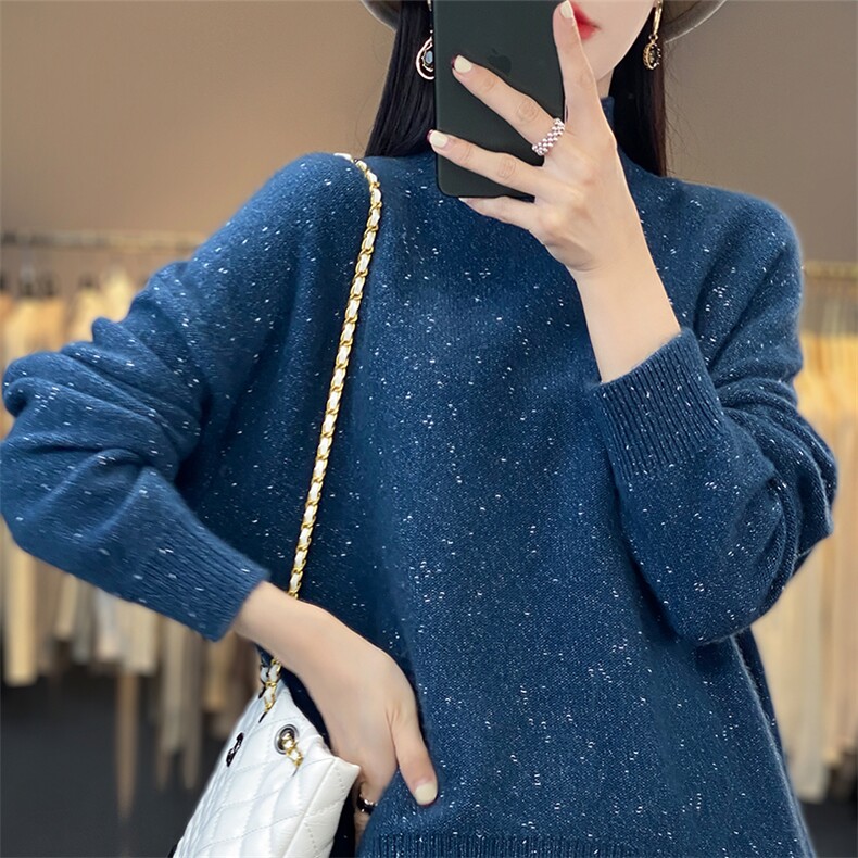 秋冬新款王菲同款豆子纱90%羊毛毛衫宽松显瘦百搭针织衫,女装羊毛衫,科源羊绒