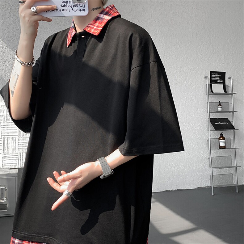 短袖男夏季新款港风宽松假两件体恤上衣DX3302-P32,男装T恤,星座214-3