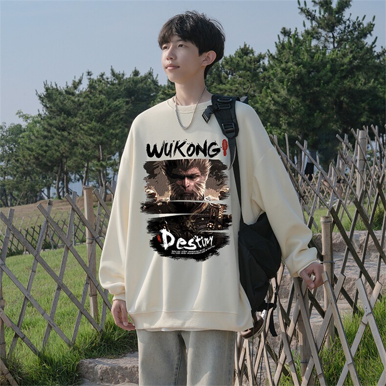 抖音品质秋季新款黑神话悟空仿棉圆领卫衣wycm7012-特批28控49,男装卫衣,星座605(原A050)