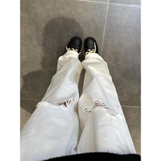 【网图】白色破洞牛仔裤男夏季薄款美式高街直筒弯刀裤WWNZ03-P48，男装牛仔裤，星座1007（原301D）