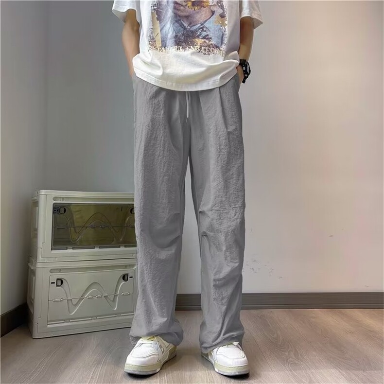 彩色轻薄款休闲直筒长裤子男生潮流嘻哈街头伞兵裤B4508P35,男装休闲裤,星座1116-2