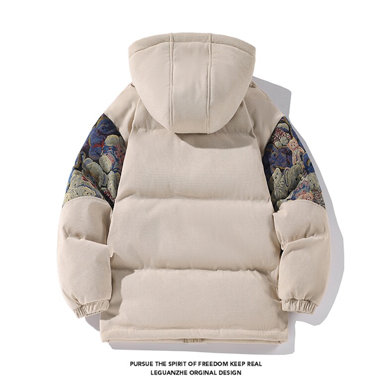 2025冬季新款港风白底大码绣花小熊棉衣M-5XHM23927-特P105,男装棉衣,电商A022