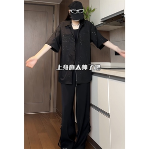 视频切片 满天星空衬衫夏季宽松五分袖痞帅衬衣X1213-C2318-特P35图片