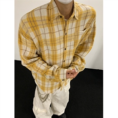 现货~磨毛加厚格子大码长袖衬衫C5895/特P25黄色2，男装衬衫，电商A094