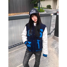 1506/QM4190/P66建旧子原创刺绣蓝调光明之眼棒球服秋冬外套，女装短外套，星座1506