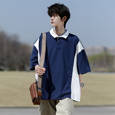 8XL-M拼接撞色短袖t恤男款夏季新款半袖POLO衫加肥加大码DT004P38，男装Polo衫，电商B312