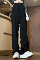 cleanfit西裤男垂坠感高级感加绒厚直筒黑色微喇阔腿西装裤子秋冬，男装休闲裤，电商A022