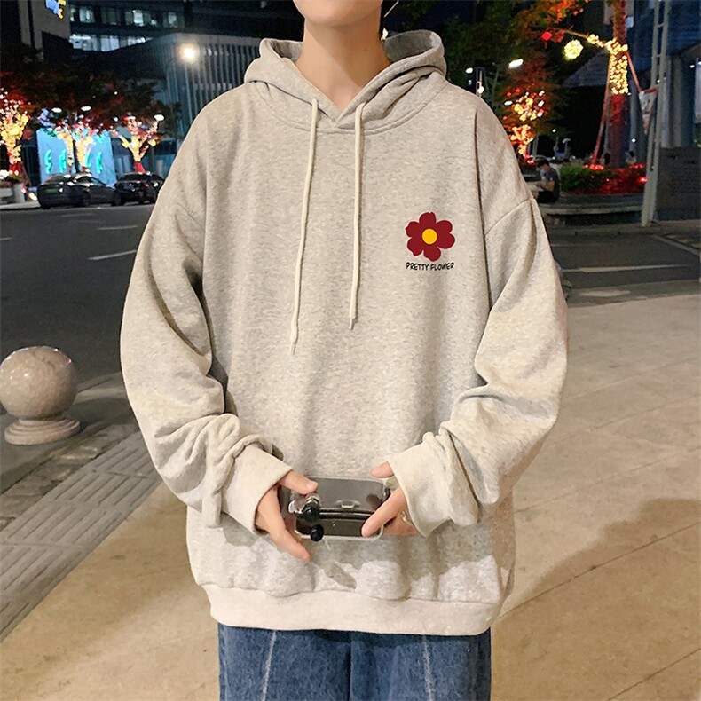 WY2257-P35 纯棉连帽卫衣男大码运动帽衫宽松薄外套男图片