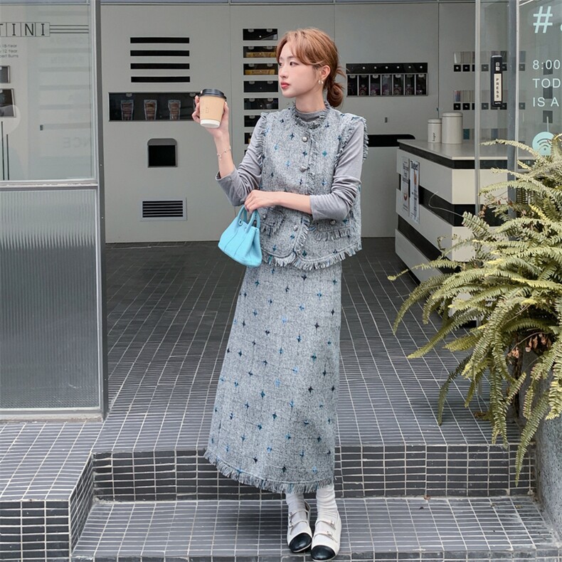 现货小香风马甲套装三件套8864P225K338,女装套装/套裙,2C201