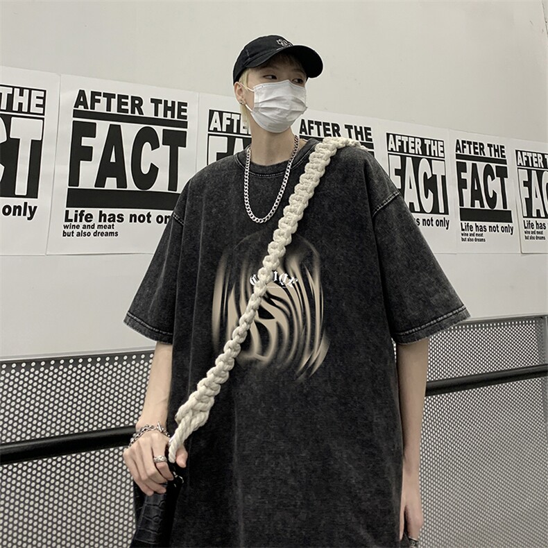 重磅270克潮流印花圆领短袖T恤宽松休闲上衣A161-T9006-P40控58,男装T恤,电商A161