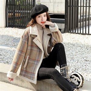 棉衣/棉服棉衣2021新款冬仿羊羔毛中长款工装女外套图片