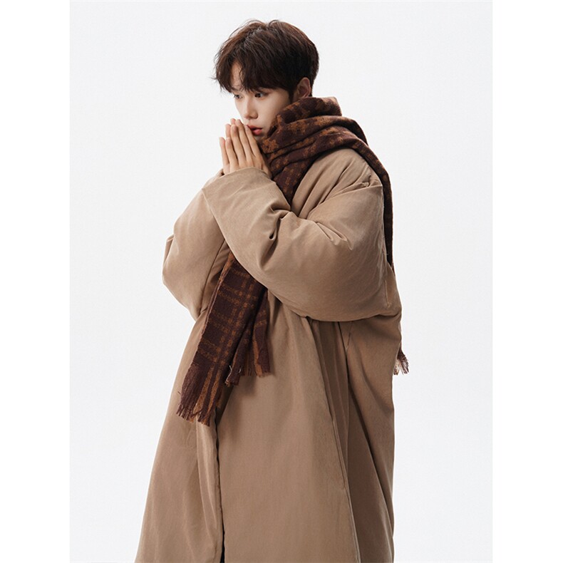 8XL-M90白鸭绒！特大码羽绒服日系绒面长款棉衣男YRFC03P268,男装羽绒服,电商D206-1