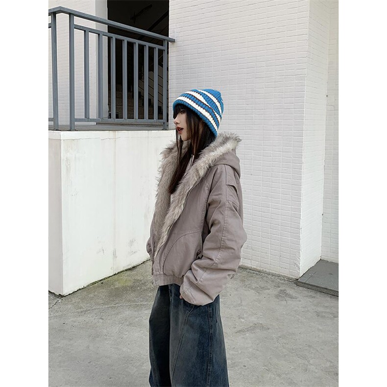 现货高品质美式高街冬季重磅硬挺短款座山雕毛领棉衣男女加厚外套,男装棉衣,电商A486