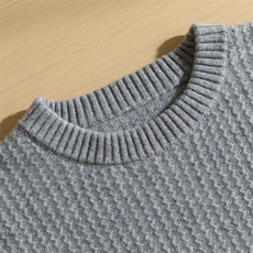 秋冬季新款舒适时尚百搭男士移针水波纹加厚圆领羊绒衫男装，男装羊绒套衫，麦纱纱羊绒