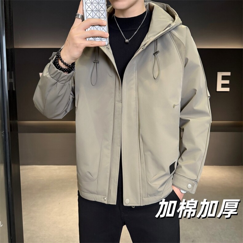 加棉加厚男士秋冬新款连帽青年简约休闲保暖夹克外套NM826-P110,男装夹克,星座310B-3