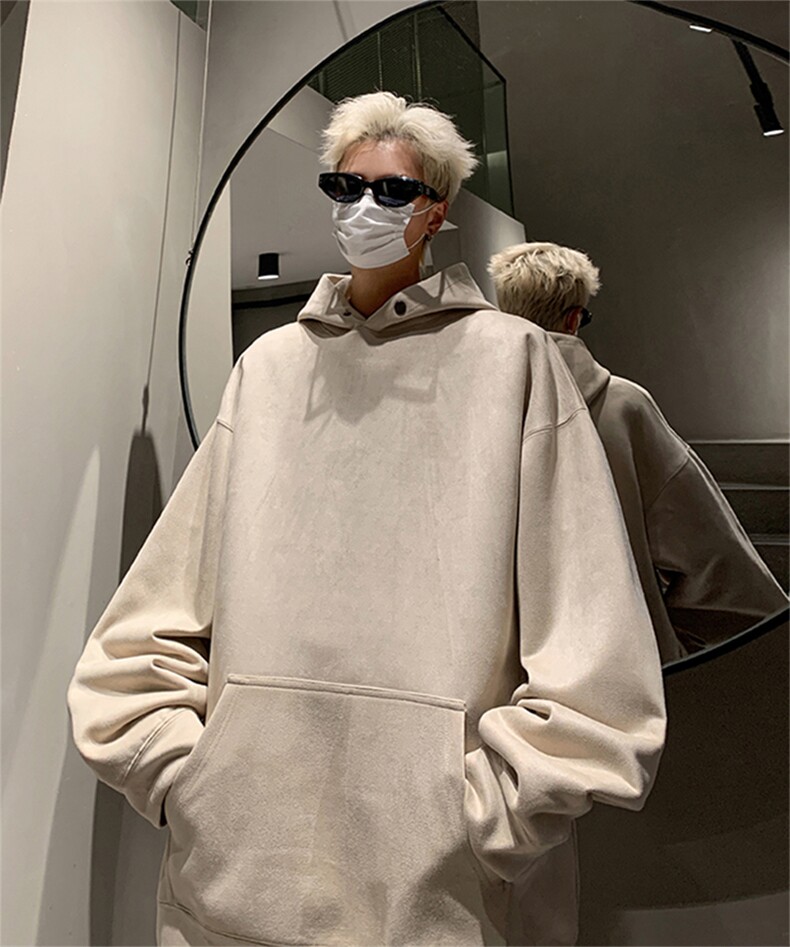 抖音得物重磅420克高品质二开麂皮绒连帽卫衣宽松外套JP001特P33,男装卫衣,电商A486