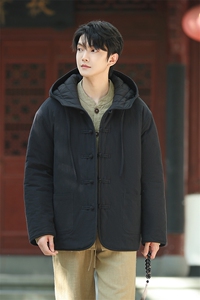 棉衣风2025男装大码复古连帽外套冬季保暖棉服1218-p148图片