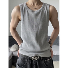 重磅纯色螺纹背心男夏季潮牌运动健身美式坎肩修身显肌肉无袖T恤，男装背心/马甲，星座203