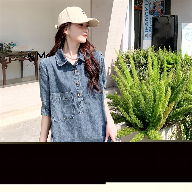 《现货新品》港风牛仔翻领宽松连衣裙,女装连衣裙,MQ