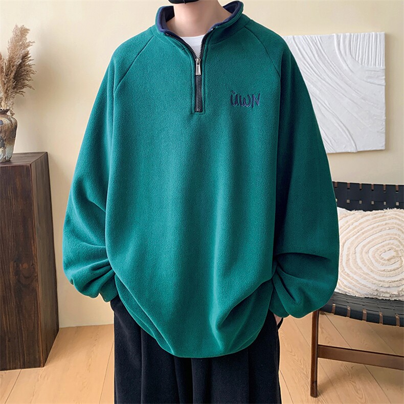 刺绣摇粒绒卫衣D5237-TP50控价68冬季加绒加厚宽松翻领套头外套,男装卫衣,电商A102-1