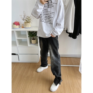 B221 美式ins高街小众加绒牛仔裤 LK22042-P60控78 加绒P75控98图片