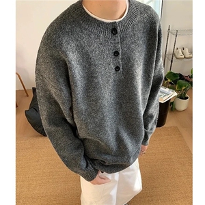 美式秋冬亨利领中性套头毛衣打底针织衫男女 D375 P68图片