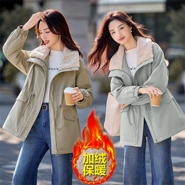 现货秒发2025冬装新款韩版休闲加厚保暖大翻领派克服棉衣棉服外套，女装派克服，星宇服饰