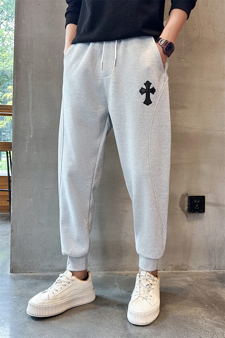 社会精神小伙裤子男秋潮牌ins运动束脚九分裤K8592-P45控78,男装休闲裤,星座210-3