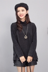 潮流袖子蕾丝边打底衫时尚百搭保暖舒适2020年冬季，女装针织衫/毛衣，深水步