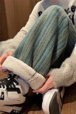 慵懒风条纹裤子男oversize加大码复古潮牌宽松春秋季阔腿直筒长裤，男装休闲裤，电商D206-1