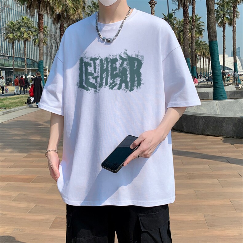 夏季重磅纯棉宽松休闲男士圆领230克港风短袖T恤 -T943-P20图片