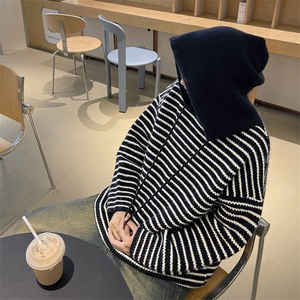 抖音直播！连帽条纹针织衫男毛衣男XH12-P55图片