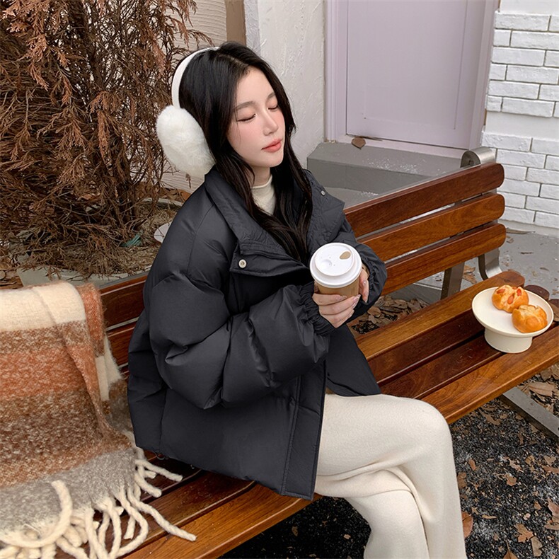 2024冬季新款韩版休闲宽松羽绒服女90白鸭绒面包服,女装羽绒服,辉之琳